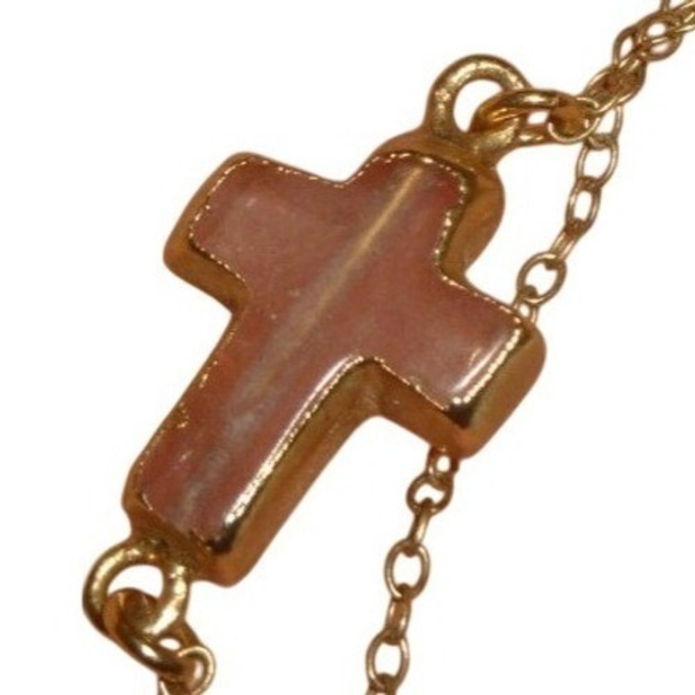 Unbranded Necklace Sterling Silver 925‎ Gold Tone Sideways Cross Dainty 16"